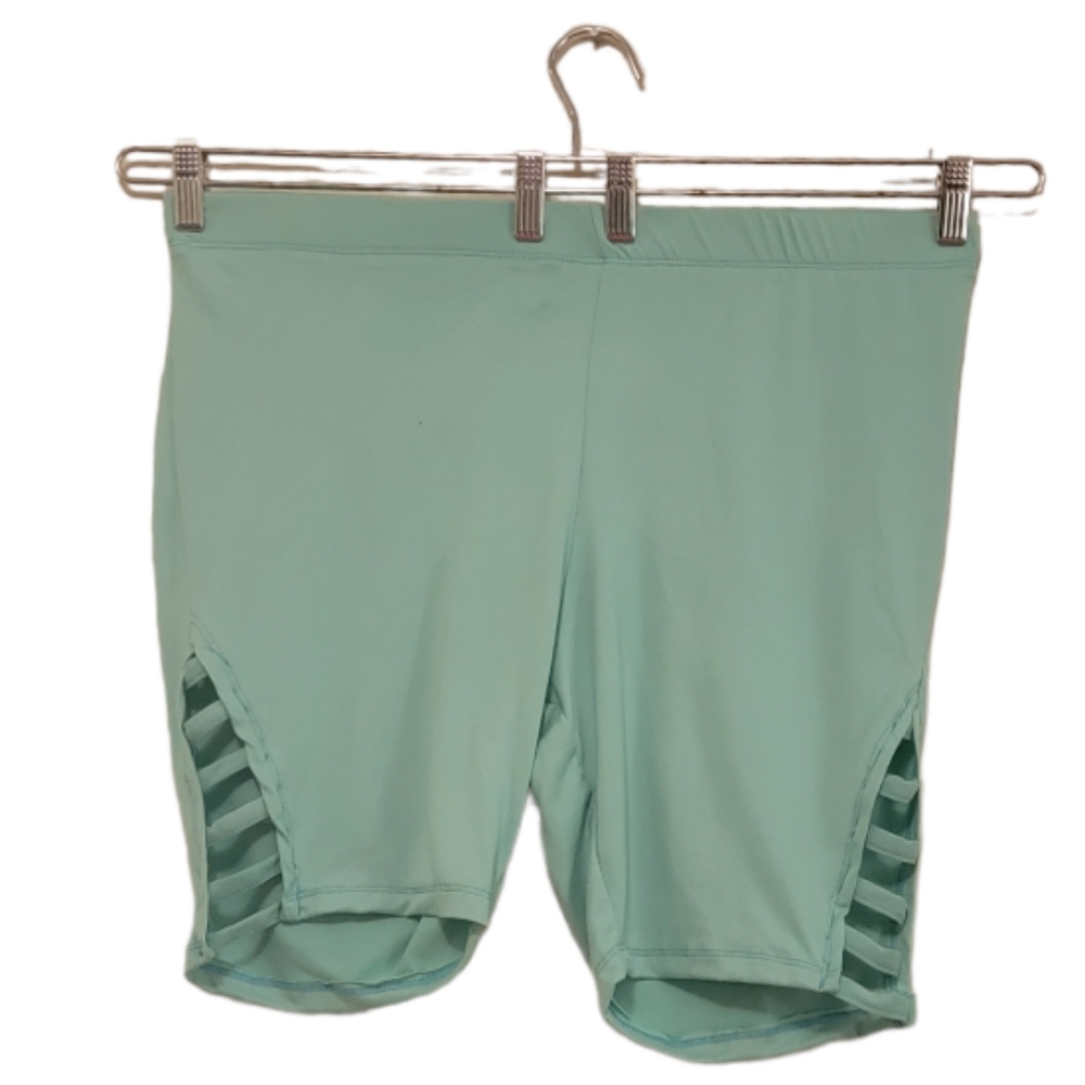 Green Rouge Collection Women's Open Side Detail Biker Shorts